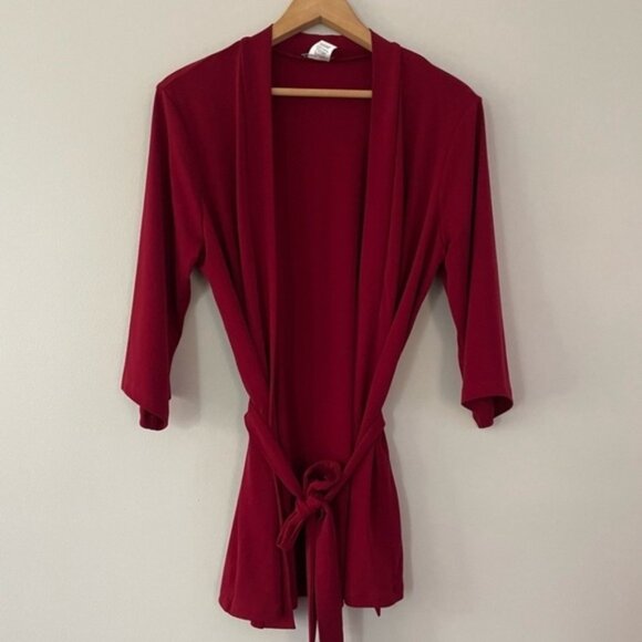 New Kim & Co Red Belted Lightweight Cardigan Top Size Large bin 3H - Picture 3 of 5
